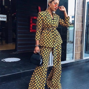 Ankara coats shop with jeans