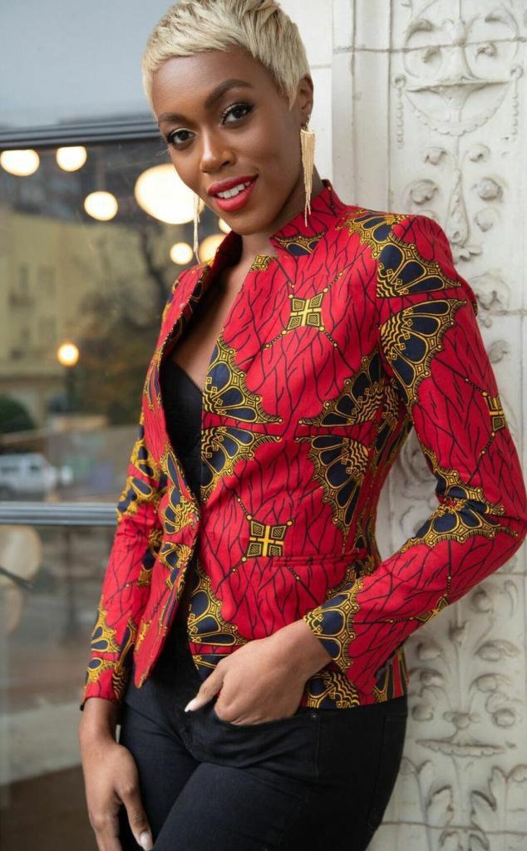 Fabrostyling: Pink Flower Ankara Blazer- Size 32 main image 0