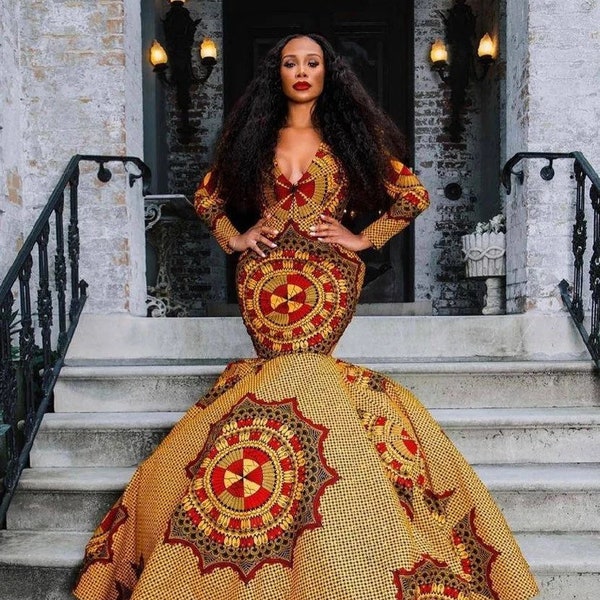 Ankara mermaid prom dress main image 1