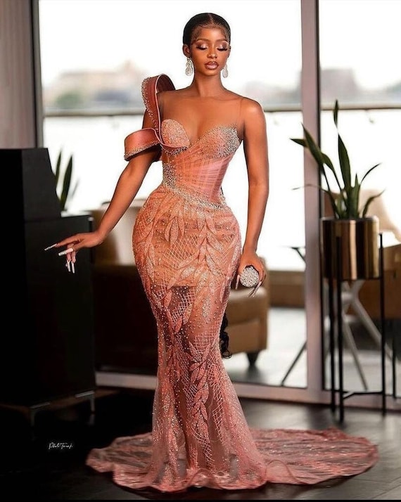 African Wedding Reception Dress, Prom Dress With Corset, Mermaid