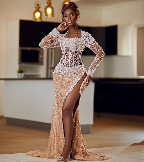 Amarra 94278 Long Prom Fitted Sequin Gown V-Neckline Bodice Beaded Fri –  Glass Slipper Formals