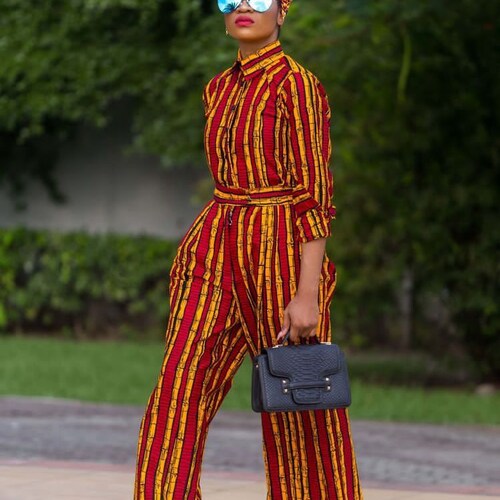 African Print Jumpsuit, Ankara Jumpsuit for Women, Ankara Two Piece Set, Ankara Wide Leg Pants & Shirt, African Print Pants and Shirt