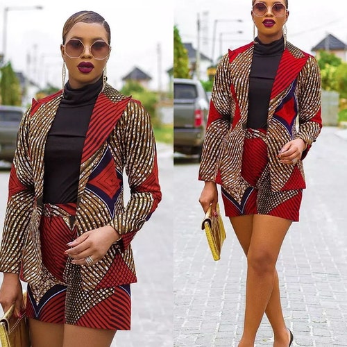 Ankara Two Piece, African Jacket and Skirt, Ankara Jacket and Shorts, African Print 2 Piece, African Suit for Women, Matching Top and Skirt