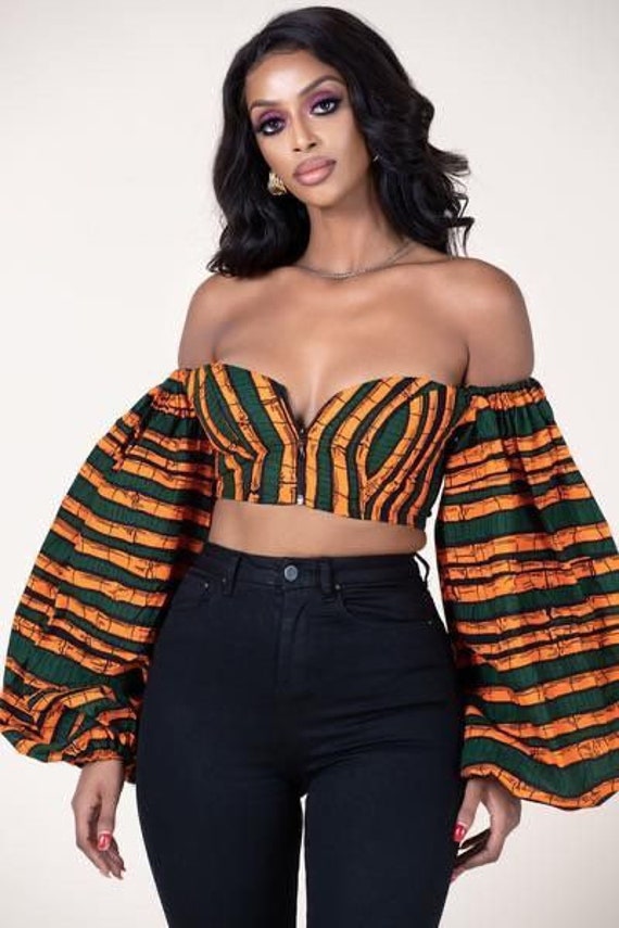 African Print Crop Top for Women, Ankara Crop Top, Womens Clothing, Ankara  Blouse for Women, Long Sleeve Crop Top, Off-shoulder Crop Top -  Canada