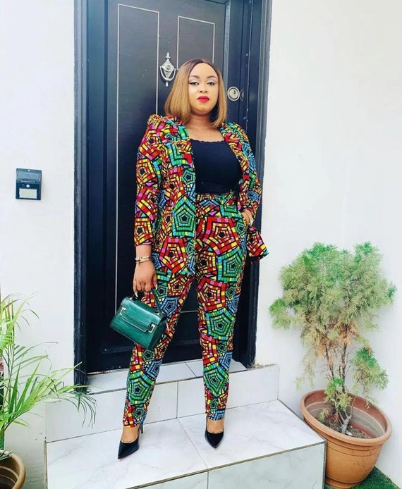 Ankara Two Piece, African Blazer and Pant, Ankara Jacket and Trouser,  African Print 2 Piece, African Suit for Women, Matching Top and Pants -   Denmark