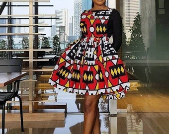 ankara short flare gown