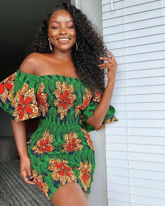 Ankara Elastic Dress Fitted Ankara 