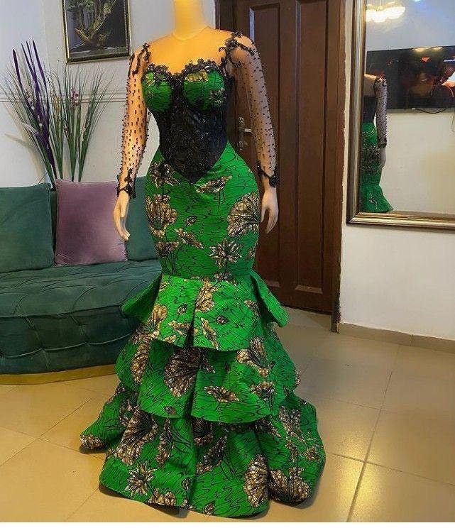 Ready to wear Classy Ankara Corset owambe Dress. Available in size