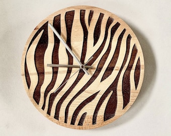 Zebra pattern - wall clock without resin