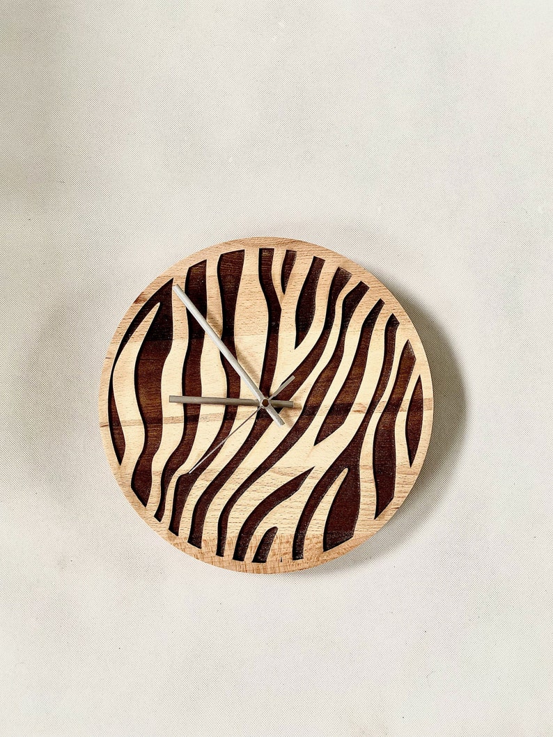 Zebra pattern wall clock without resin image 1