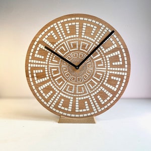 Labi Wall Clock boho clock engraved filled with white resin solid wood wall clock wedding gift housewarming gift natural wood image 4