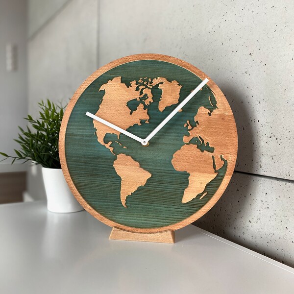 World Map Wall Clock Etsy
