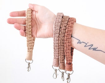 Macrame Keychain Wristlet | macrame wristlet strap, wrist lanyard for keys, cute keychain for women, boho car accessories, wristlet keychain