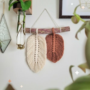 CUSTOM Macrame Feather Wall Hanging | choose your colors | macrame leaf, farmhouse wall decor, macrame wall hanging, boho home decor