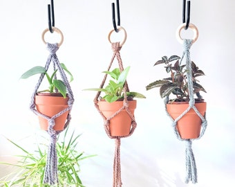 Mini Macrame Plant Hanger | rearview mirror accessories for teens, boho car accessories for women, plant lover gift, cute car decor