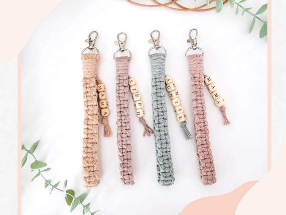Boho Macrame Wrist Lanyard With Wallet Keychain - Tassel Flower Keychain For Women - View #9