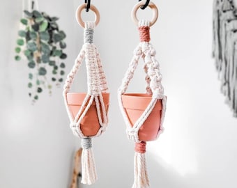 Mini Plant Hanger | macrame, rearview mirror planter, boho car accessories for women, car decor aesthetic, car mirror charm, plant mom gift