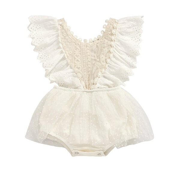 Lace & Ruffles Cream Skirted Summer Romper - Etsy