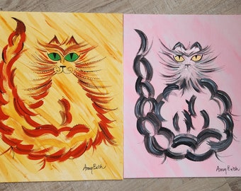 11x14" acrylic cat paintings