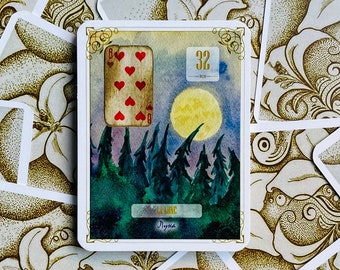Golden Flowers - L’Oracle de Lenormand 36 Cards Deck - Lenormand Deck