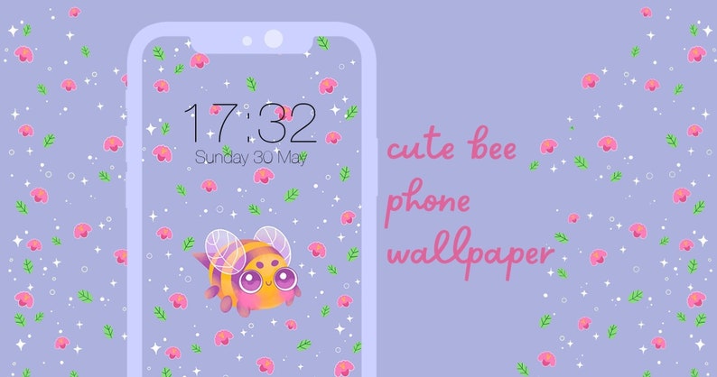 Cute Bee Flower Phone Wallpaper Lock Screen Instant Digital Download ...