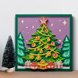 Christmas Tree Multilayer SVG, Mandala Laser Cut File, 3D Layered Plywood Cutting Wood Art