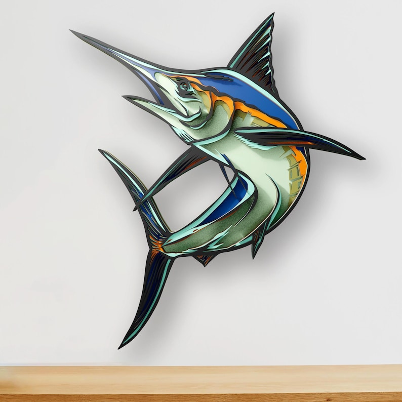 Marlin Fish Multilayer SVG | 3D Layered Fishing Mandala Laser Cut ...
