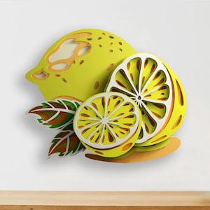 Zitronen-Mehrschicht-SVG | 3D-Fruchtmandala mit mehreren Schichten, lasergeschnitten für Cricut und CNC | Sperrholzkunst