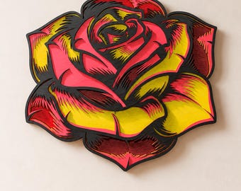 Rose Flower Multilayer SVG, 3D Layered Mandala Cut File for Cricut and Laser