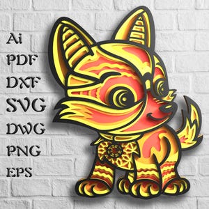 Fuchs Multilayer SVG-Dateien für Cricut Projekte, Laser Cut-Dateien für Mandala svg, 3D geschichtete svg für Shadow Box svg, Holz 3d Wanddekor