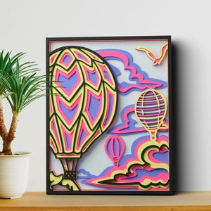 Hot Air Balloon Multilayer SVG Files for Cricut Projects, 3d Layered Laser Cut Files, Mandala Svg for Shadow Box Svg, Wooden Wall Decor