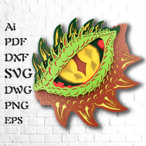 3D Dragon Eye Layered SVG Files for Cricut Projects, Mandala Svg for Laser Cutting, Dxf Template for Cnc Router, Multilayer Panels 3d Svg