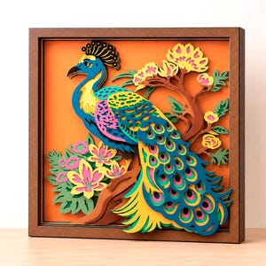 Peacock Multilayer SVG | 3D Layered Mandala Laser Cut Cricut CNC File | Plywood Wood Art