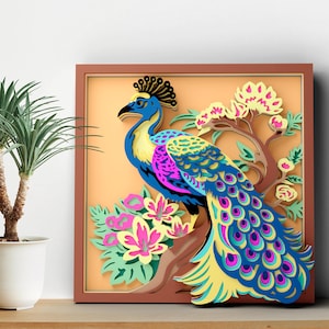 Peacock Multilayer SVG Files, 3d Mandala Svg for Laser Cutting, Cardstock 3d Layered Svg Files, DXF Templates to CNC Router, Cricut Files