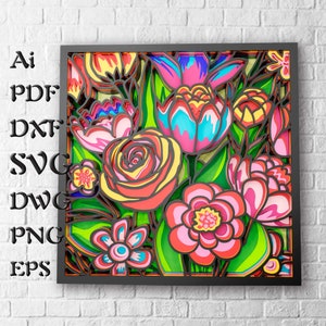 Blumen Mandala SVG-Dateien für Cricut Projekte, geschichtet SVG für Laserschneiden, 3D-Schicht Dxf Vorlage für Cnc-Fräser, geschichteten Karton svg
