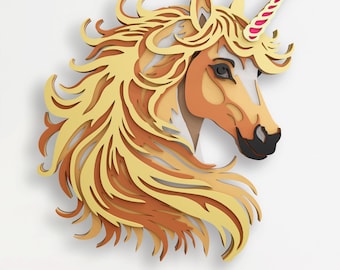Unicorn Multilayer SVG Files for Cricut Project, 3D Mandala SVG for Laser Cutting, Layered Svg Files for Shadow Box, 3d Layer for Cnc Router