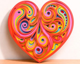Heart Multilayer SVG | 3D Layered Mandala Laser Cut Cricut CNC File | Plywood Wood Art