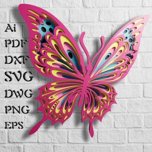 Butterfly Multilayer SVG Files for Cricut, Laser Cut Files for Mandala Svg, 3d Layered Wall Decor File, 3d Shadow Box Svg, Cardstock Svg