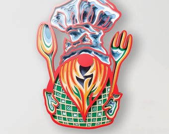 Cook Gnome Multilayer SVG | 3D Layered Mandala Laser Cut Cricut File | Plywood Art