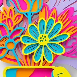 Flower Vase Multilayer SVG, 3D Layered Mandala Cut File for Cricut and Laser image 15