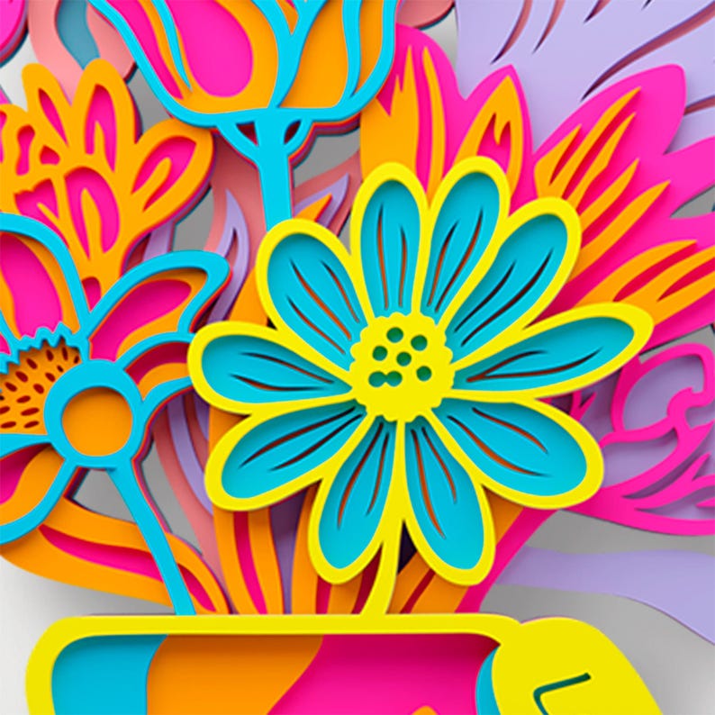 Flower Vase Multilayer SVG, 3D Layered Mandala Cut File for Cricut and Laser image 15