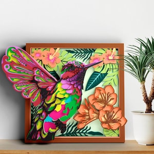 Hummingbird Multilayer SVG | 3D Layered Mandala Laser Cut Cricut CNC File | Plywood Wood Art