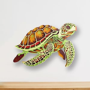 Sea Turtle Multilayer SVG | 3D Layered Animal Mandala Laser Cut Cricut File | Plywood Art