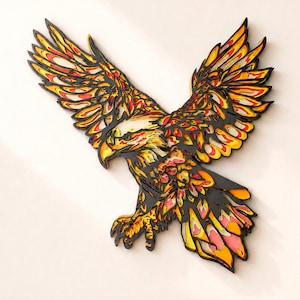 Eagle Multilayer SVG, Bird Mandala Cricut & Laser Cut Files, 3D Layered Plywood Cutting Art