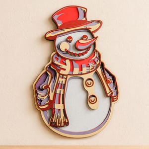 Snowman Multilayer SVG | 3D Layered Christmas Mandala Laser Cut Cricut CNC File | Plywood Art