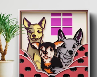 Dogs Multilayer SVG | 3D Layered Mandala Laser Cut Cricut CNC File | Plywood Wood Art