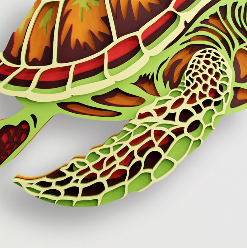 Sea Turtle Multilayer SVG | 3D Layered Animal Mandala Laser Cut Cricut ...