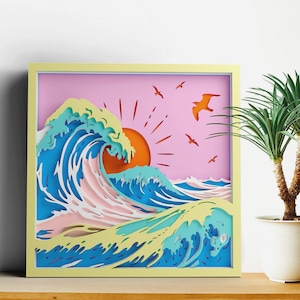 Ocean Waves Multilayer SVG | 3D Layered Nautical Mandala Laser Cut Cricut File | Plywood Art