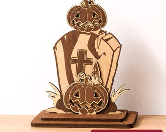 Layered Wooden Pumpkins Table Decor, Halloween Laser Cut File (Digital Download)
