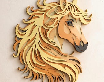 Horse Multilayer SVG | 3D Layered Mandala Laser Cut Cricut CNC File | Plywood Wood Art